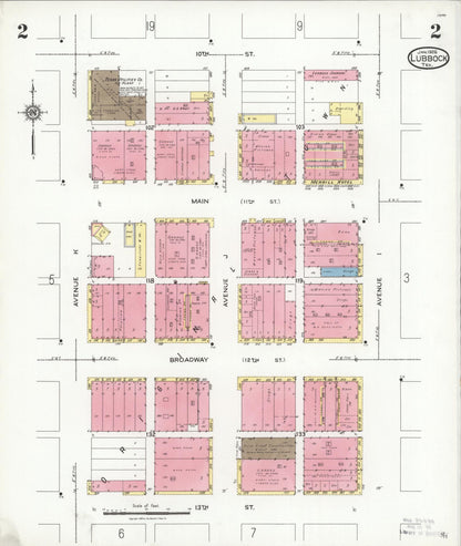 Sanborn Fire Insurance Map from Lubbock, Lubbock County, Texas (1926), Sheet #0002 - Historic Sanborn Fire Insurance Map Print, vintage old map wall art, antique decor, genealogy gift, Texas Texas map