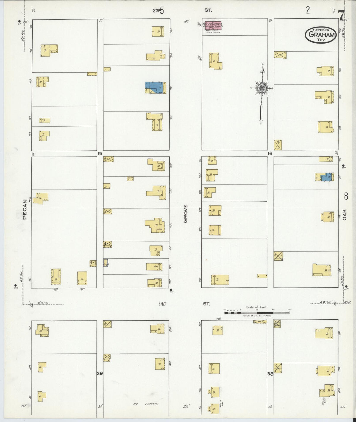Sanborn Fire Insurance Map from Graham, Young County, Texas (1920), Sheet #0007 - Complete Map Set gallery image, historic Sanborn map, vintage wall art, Texas Texas