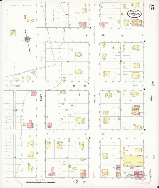 Sanborn Fire Insurance Map from Hamburg, Fremont County, Iowa (1911), Sheet #0005 - Historic Sanborn Fire Insurance Map Print, vintage old map wall art