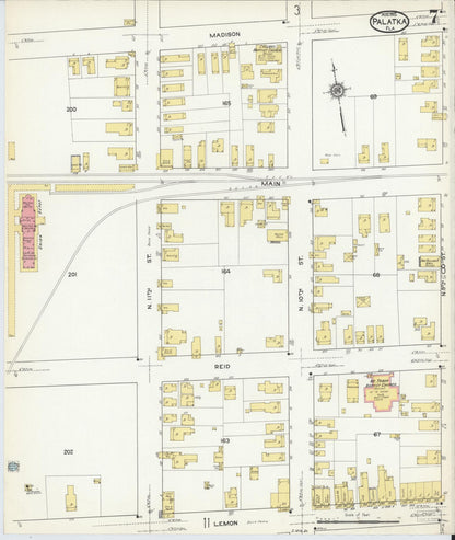 Sanborn Fire Insurance Map from Palatka, Putnam County, Florida (1915), Sheet #0007 - Complete Map Set gallery image, historic Sanborn map, vintage wall art, Florida Florida
