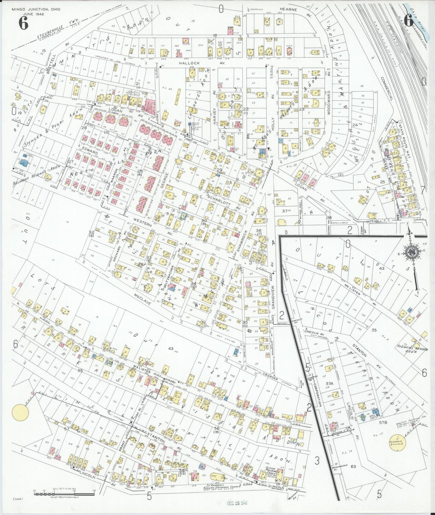 Sanborn Fire Insurance Map from Mingo Junction, Jefferson County, Ohio (1946), Sheet #0006 - Complete Map Set gallery image, historic Sanborn map, vintage wall art, Ohio Ohio