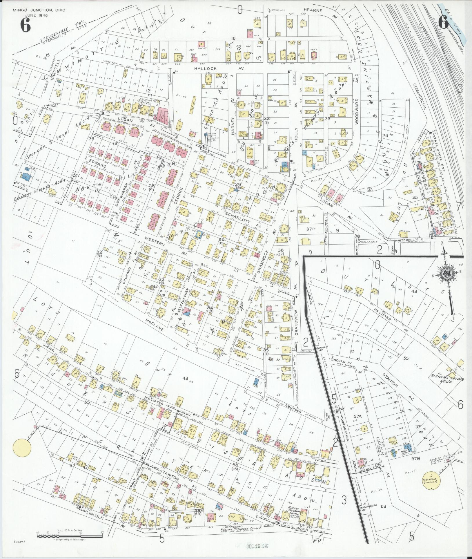 Sanborn Fire Insurance Map from Mingo Junction, Jefferson County, Ohio (1946), Sheet #0006 - Complete Map Set gallery image, historic Sanborn map, vintage wall art, Ohio Ohio
