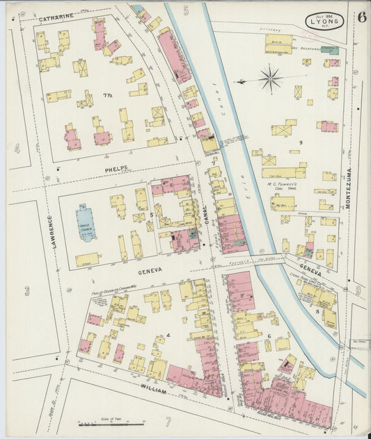 Sanborn Fire Insurance Map from Lyons, Wayne County, New York (1894), Sheet #0006 - Historic Sanborn Fire Insurance Map Print, vintage old map wall art, antique decor, genealogy gift, New York New York map