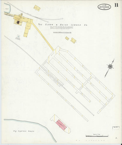 Sanborn Fire Insurance Map from Jefferson, Marion County, Texas (1911), Sheet #0011 - Complete Map Set gallery image, historic Sanborn map, vintage wall art, Texas Texas