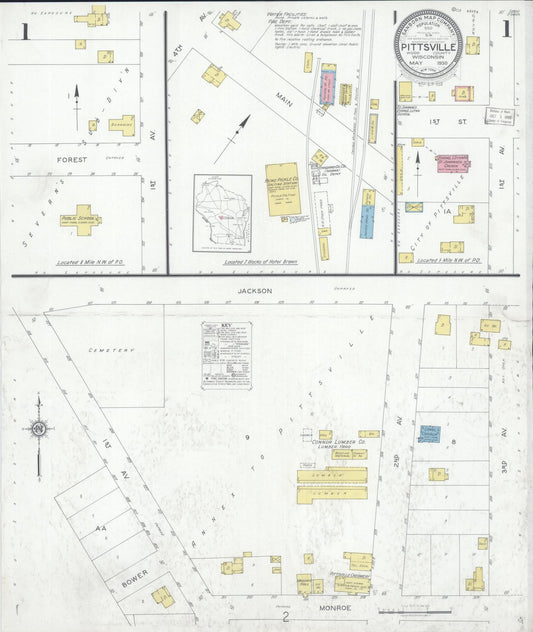 Sanborn Fire Insurance Map from Pittsville, Wood County, Wisconsin (1930), Sheet #0001 - Complete Map Set gallery image, historic Sanborn map, vintage wall art, Wisconsin Wisconsin