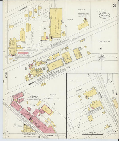 Sanborn Fire Insurance Map from Warren, Trumbull County, Ohio (1902), Sheet #0003 - Historic Sanborn Fire Insurance Map Print, vintage old map wall art, antique decor, genealogy gift, Ohio Ohio map