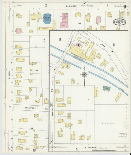 Sanborn Fire Insurance Map from Fairport, Monroe County, New York (1909), Sheet #0009 - Complete Map Set gallery image, historic Sanborn map, vintage wall art, New York New York