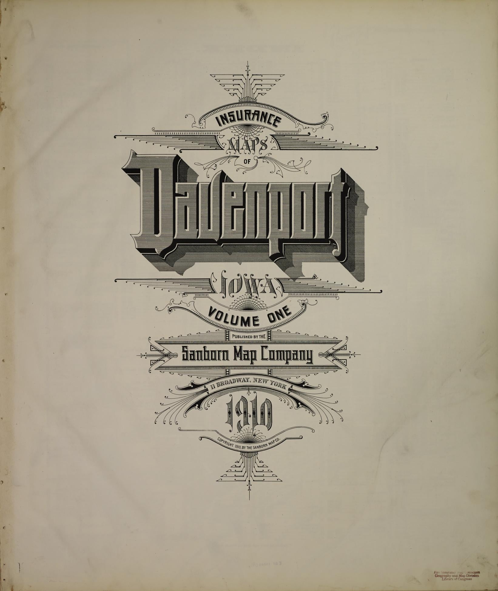 Sanborn Fire Insurance Map from Davenport, Scott County, Iowa (1910), Sheet #0001 - Historic Sanborn Fire Insurance Map Print, vintage old map wall art