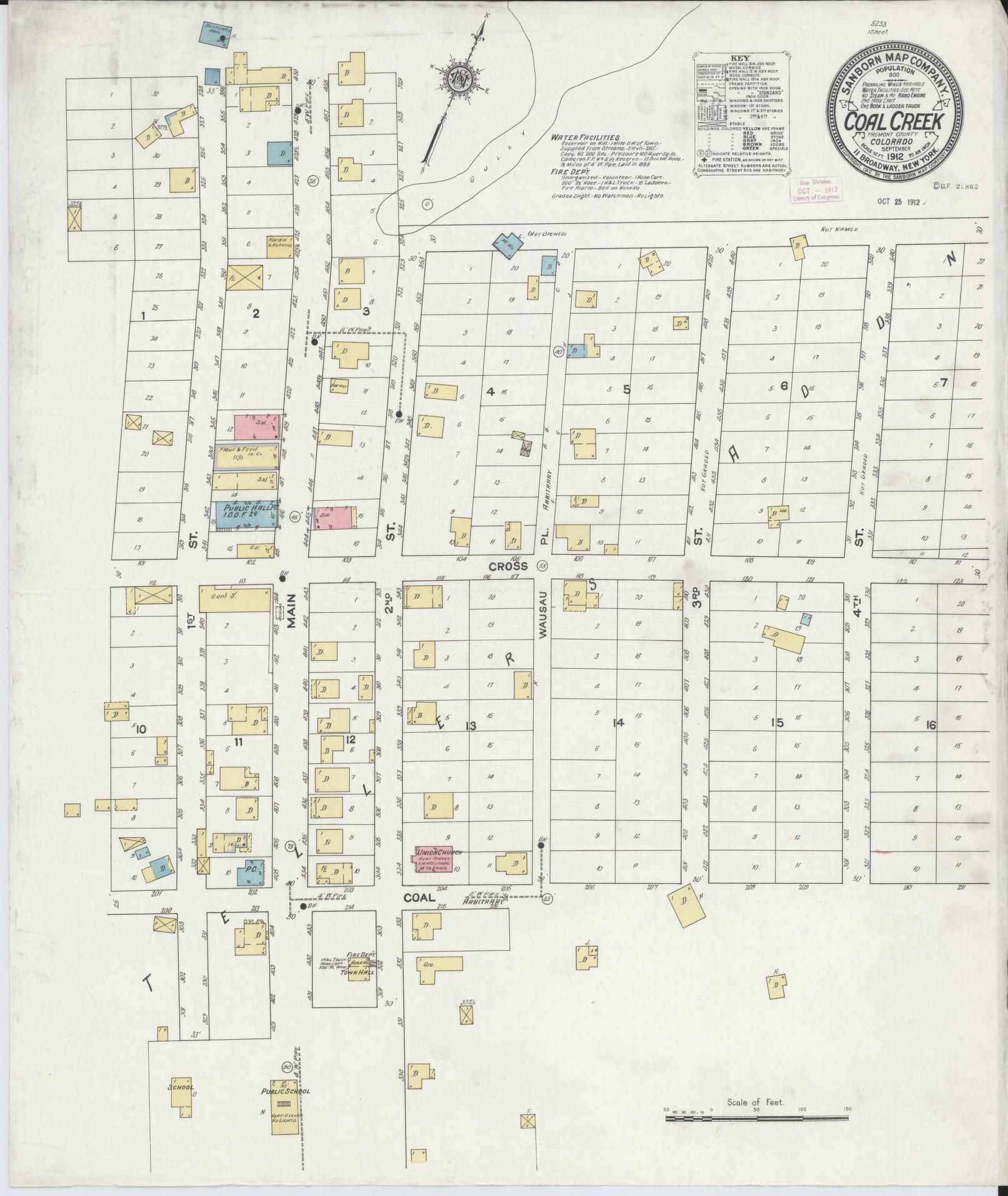Sanborn Fire Insurance Map from Coal Creek, Fremont County, Colorado. (1912) – Historic Sanborn Fire Insurance Map Print