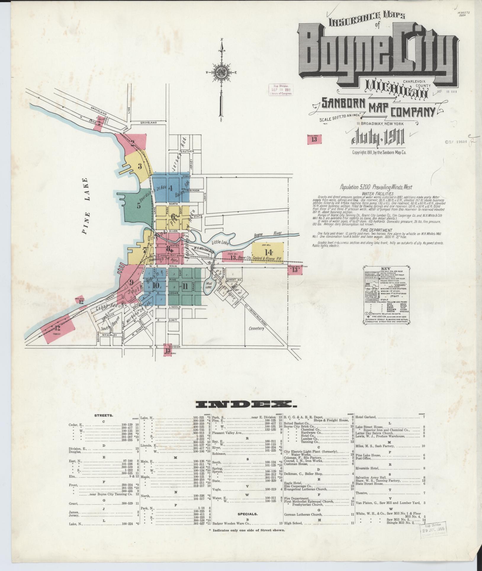Sanborn Fire Insurance Map from Boyne City, Charlevoix County, Michigan (1911), Sheet #0001 - Complete Map Set gallery image, historic Sanborn map, vintage wall art, Michigan Michigan