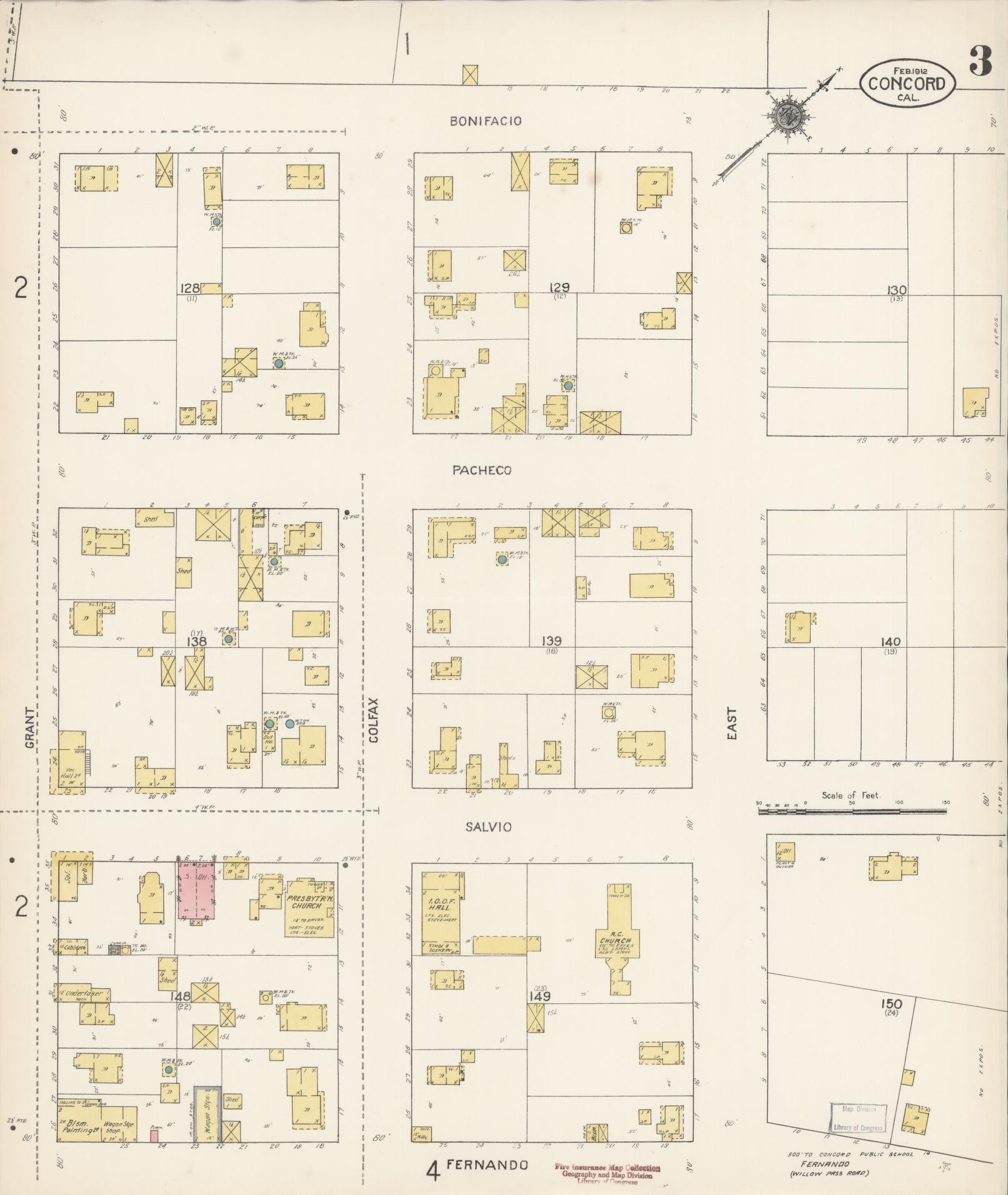 Sanborn Fire Insurance Map from Concord, Contra Costa County, California (1912), Sheet #0003 - Historic Sanborn Fire Insurance Map Print, vintage old map wall art, antique decor, genealogy gift, California California map