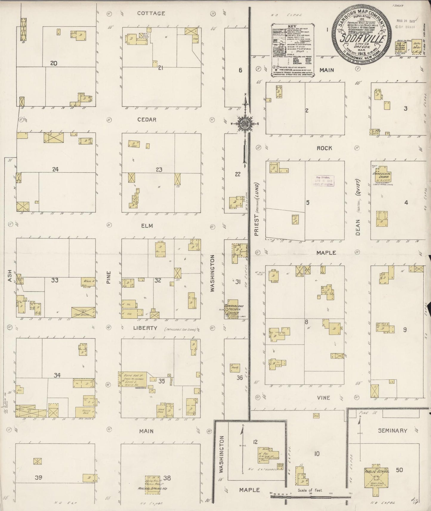 Sanborn Fire Insurance Map from Sodaville, Linn County, Oregon (1913), Sheet #0001 - Historic Sanborn Fire Insurance Map Print, vintage old map wall art, antique decor, genealogy gift, Oregon Oregon map