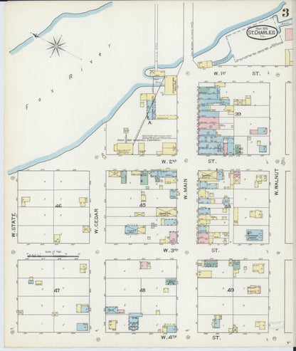 Sanborn Fire Insurance Map from Saint Charles, Kane County, Illinois (1893), Sheet #0003 - Historic Sanborn Fire Insurance Map Print, vintage old map wall art, antique decor, genealogy gift, Illinois Illinois map