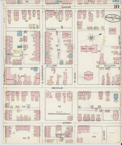 Sanborn Fire Insurance Map from Norristown, Montgomery County, Pennsylvania (1886), Sheet #0010 - Complete Map Set gallery image, historic Sanborn map, vintage wall art, Pennsylvania Pennsylvania