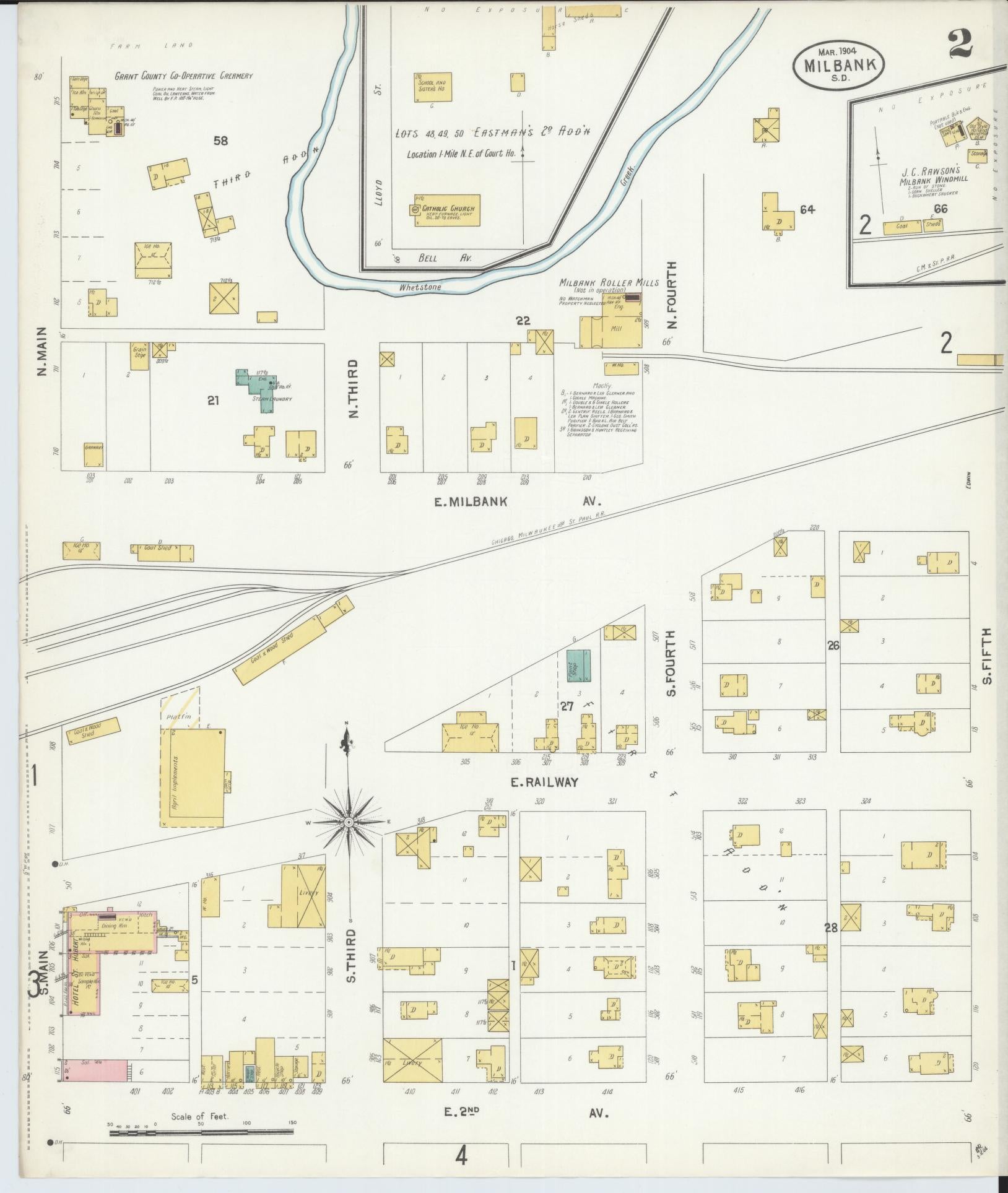 Sanborn Fire Insurance Map from Milbank, Grant County, South Dakota (1904), Sheet #0002 - Complete Map Set gallery image, historic Sanborn map, vintage wall art, South Dakota South Dakota