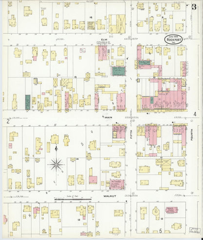 Sanborn Fire Insurance Map from Rockport, Spencer County, Indiana (1909), Sheet #0003 - Historic Sanborn Fire Insurance Map Print, vintage old map wall art, antique decor, genealogy gift, Indiana Indiana map