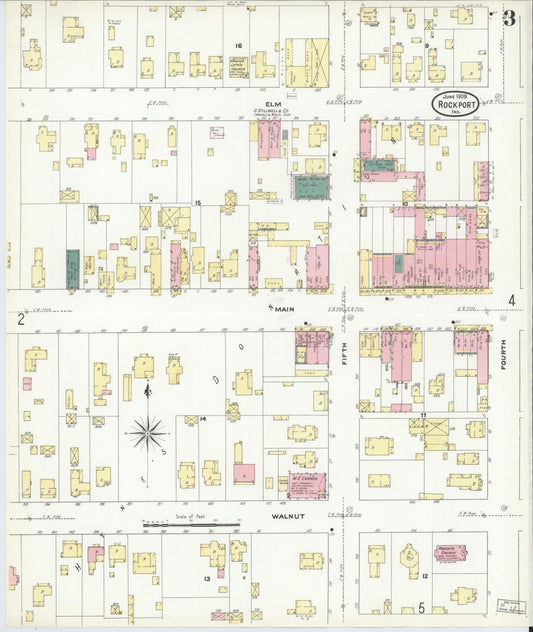 Sanborn Fire Insurance Map from Rockport, Spencer County, Indiana (1909), Sheet #0003 - Historic Sanborn Fire Insurance Map Print, vintage old map wall art, antique decor, genealogy gift, Indiana Indiana map