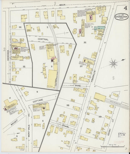 Sanborn Fire Insurance Map from Stoneham, Middlesex County, Massachusetts (1892), Sheet #0004 - Complete Map Set gallery image, historic Sanborn map, vintage wall art, Massachusetts Massachusetts