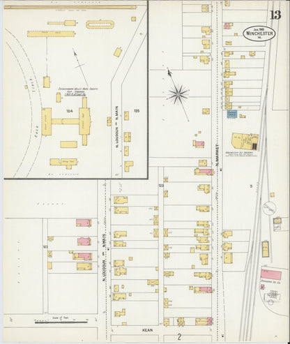 Sanborn Fire Insurance Map from Winchester, Independent Cities, Virginia (1903), Sheet #0013 - Complete Map Set gallery image, historic Sanborn map, vintage wall art, Virginia Virginia