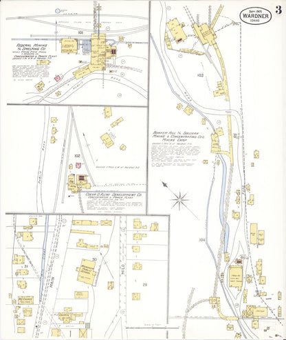 Sanborn Fire Insurance Map from Wardner, Shoshone County, Idaho (1905), Sheet #0003 - Complete Map Set gallery image, historic Sanborn map, vintage wall art, Idaho Idaho