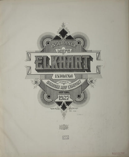 Sanborn Fire Insurance Map from Elkhart, Elkhart County, Indiana (1927), Sheet #0001 - Historic Sanborn Fire Insurance Map Print, vintage old map wall art, antique decor, genealogy gift, Indiana Indiana map
