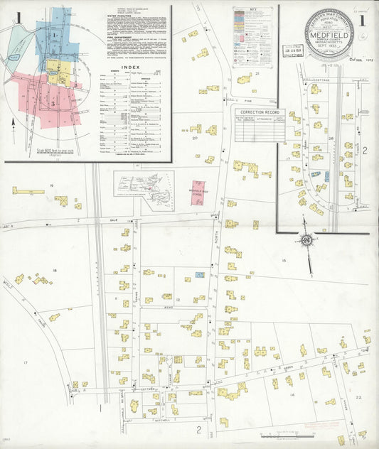 Sanborn Fire Insurance Map from Medfield, Norfolk County, Massachusetts. (1933) – Historic Sanborn Fire Insurance Map Print