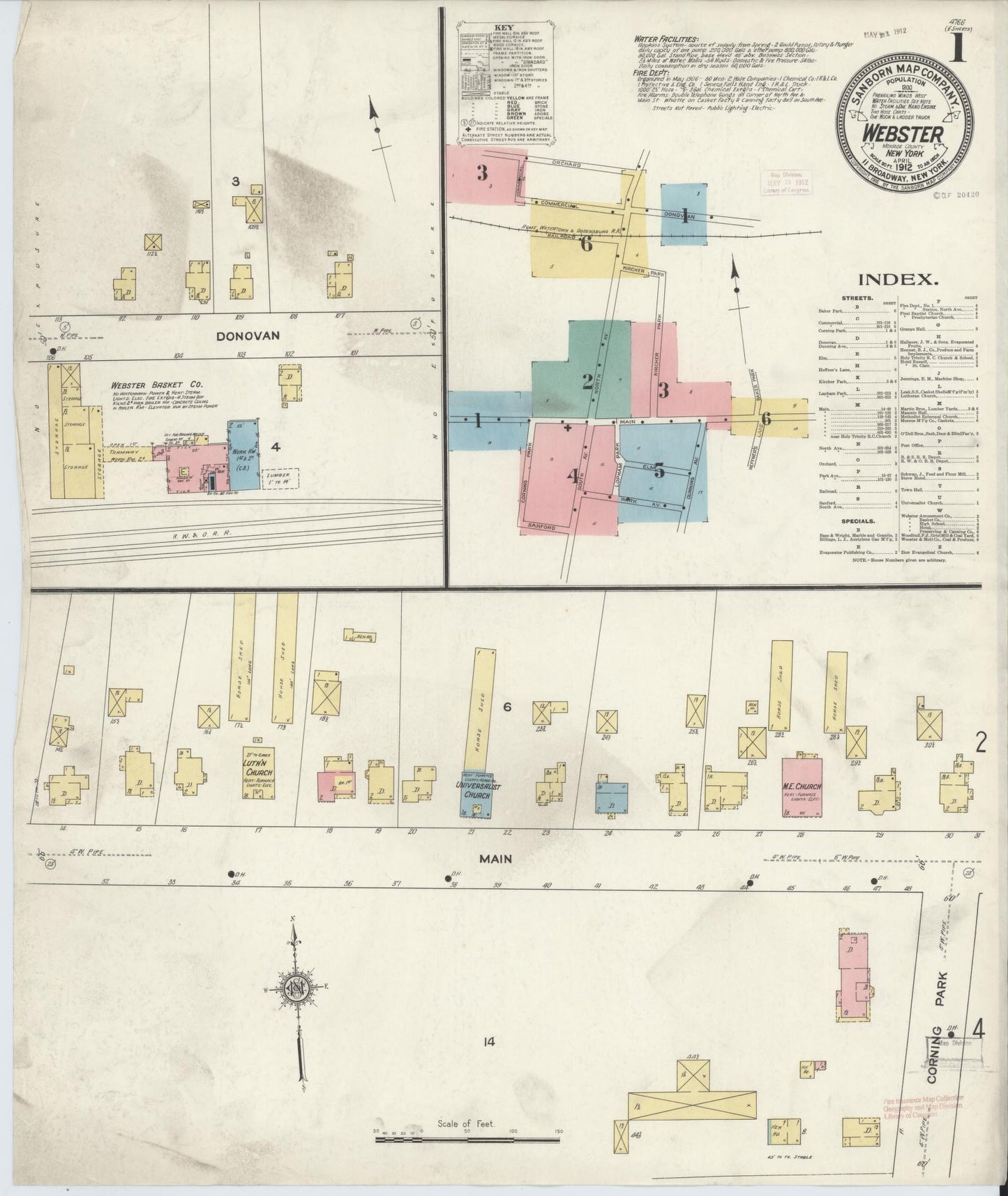 Sanborn Fire Insurance Map from Webster, Monroe County, New York (1912), Sheet #0001 - Complete Map Set gallery image, historic Sanborn map, vintage wall art, New York New York