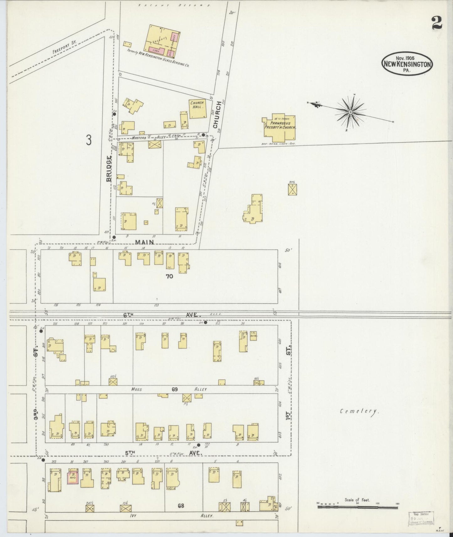 Sanborn Fire Insurance Map from New Kensington, Westmoreland County, Pennsylvania (1905), Sheet #0002 - Complete Map Set gallery image, historic Sanborn map, vintage wall art, Pennsylvania Pennsylvania