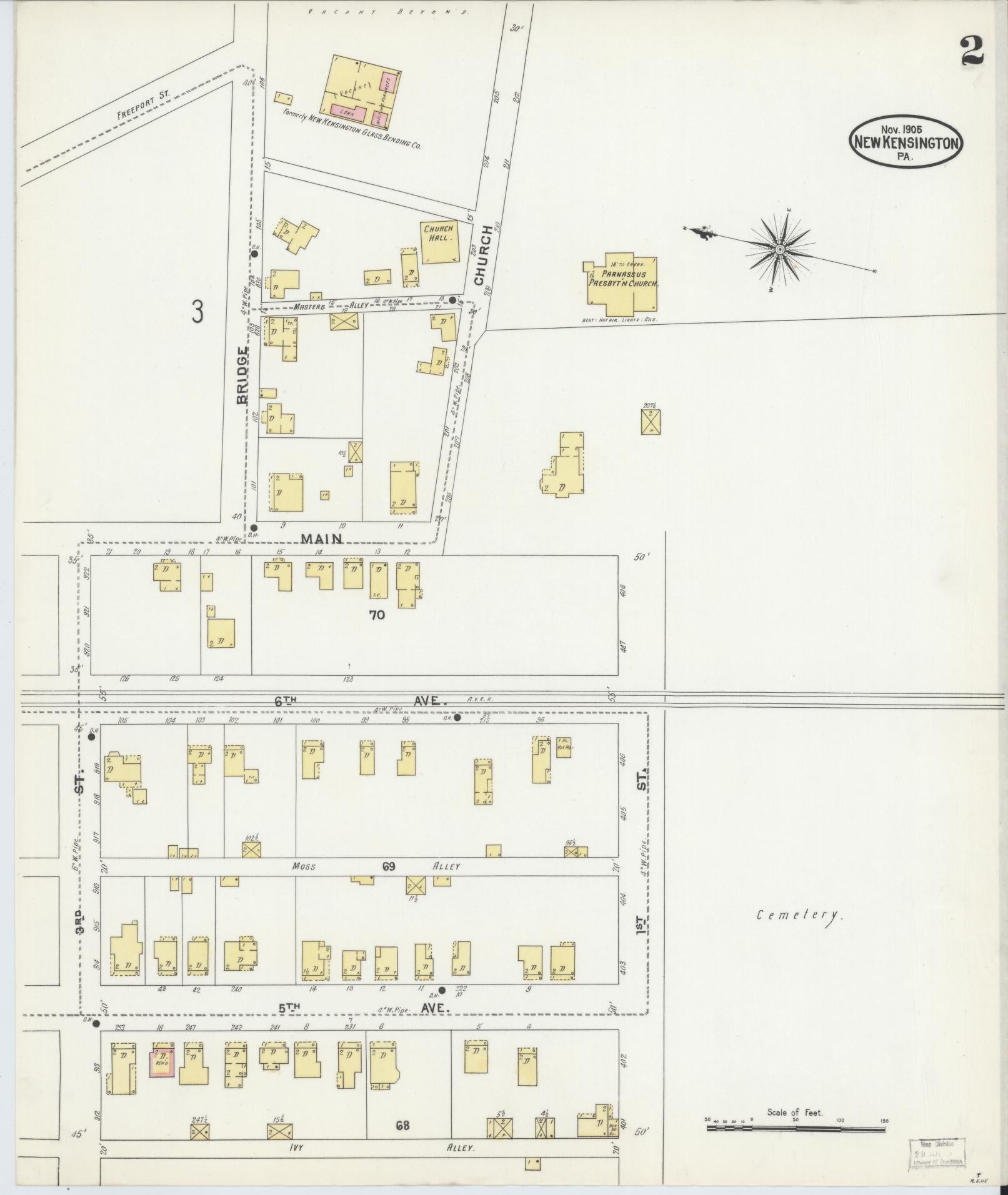 Sanborn Fire Insurance Map from New Kensington, Westmoreland County, Pennsylvania (1905), Sheet #0002 - Complete Map Set gallery image, historic Sanborn map, vintage wall art, Pennsylvania Pennsylvania