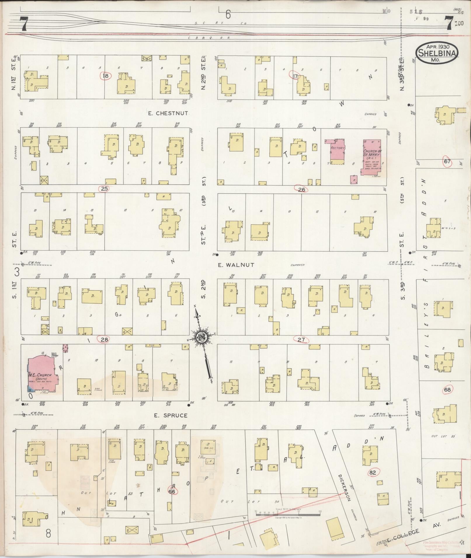 Sanborn Fire Insurance Map from Shelbina, Shelby County, Missouri (1943), Sheet #0007 - Complete Map Set gallery image, historic Sanborn map, vintage wall art, Missouri Missouri