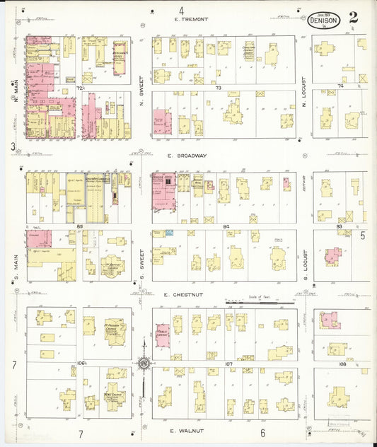 Sanborn Fire Insurance Map from Denison, Crawford County, Iowa (1913), Sheet #0002 - Historic Sanborn Fire Insurance Map Print, vintage old map wall art