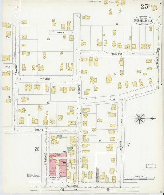 Sanborn Fire Insurance Map from Hornell, Steuben County, New York (1904), Sheet #0025 - Historic Sanborn Fire Insurance Map Print, vintage old map wall art, antique decor, genealogy gift, New York New York map