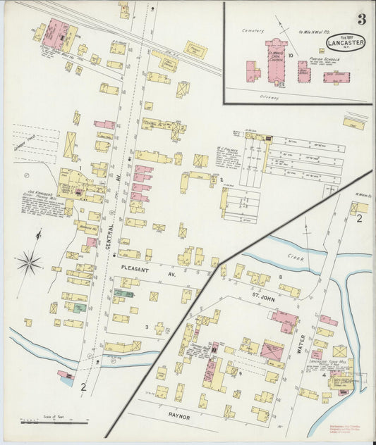 Sanborn Fire Insurance Map from Lancaster, Erie County, New York (1897), Sheet #0003 - Historic Sanborn Fire Insurance Map Print, vintage old map wall art, antique decor, genealogy gift, New York New York map