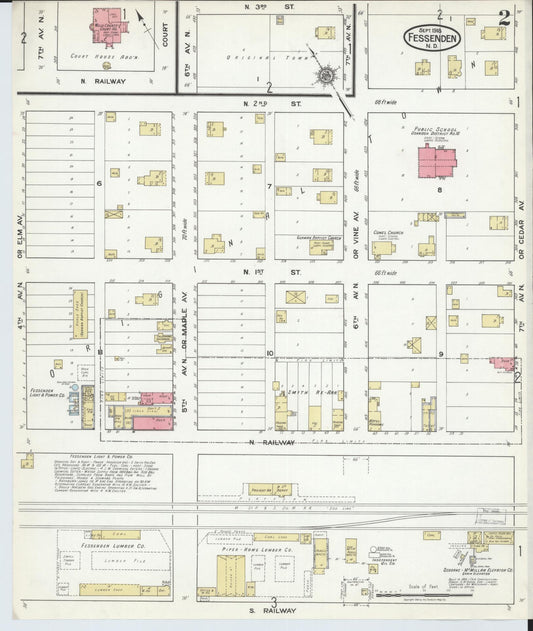Sanborn Fire Insurance Map from Fessenden, Wells County, North Dakota (1918), Sheet #0002 - Historic Sanborn Fire Insurance Map Print, vintage old map wall art, antique decor, genealogy gift, North Dakota North Dakota map