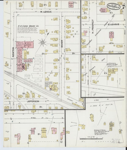 Sanborn Fire Insurance Map from Norwalk, Huron County, Ohio (1888), Sheet #0007 - Historic Sanborn Fire Insurance Map Print, vintage old map wall art, antique decor, genealogy gift, Ohio Ohio map