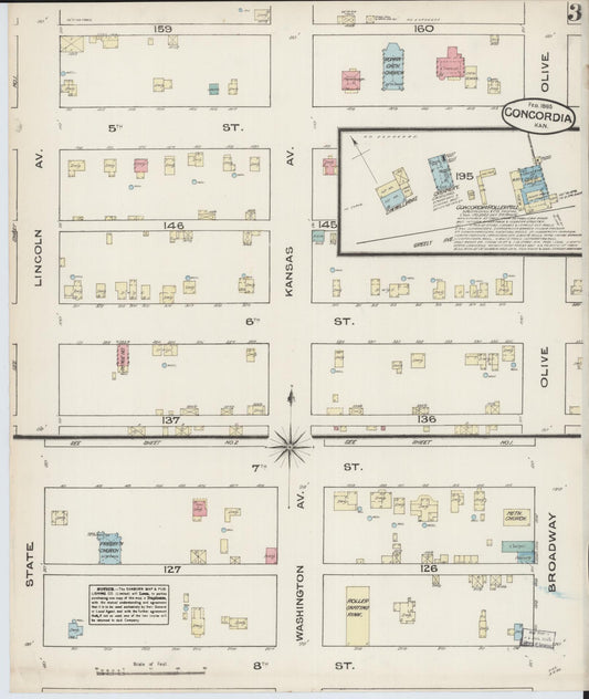 Sanborn Fire Insurance Map from Concordia, Cloud County, Kansas (1885), Sheet #0003 - Historic Sanborn Fire Insurance Map Print, vintage old map wall art, antique decor, genealogy gift, Kansas Kansas map