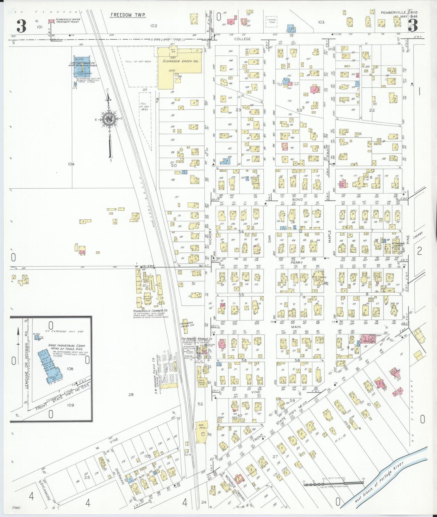 Sanborn Fire Insurance Map from Pemberville, Wood County, Ohio (1948), Sheet #0003 - Complete Map Set gallery image, historic Sanborn map, vintage wall art, Ohio Ohio