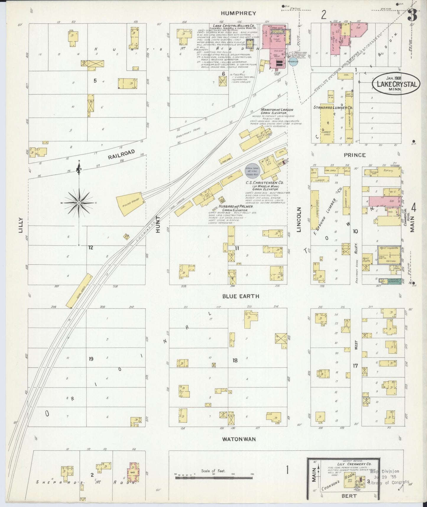 Sanborn Fire Insurance Map from Lake Crystal, Blue Earth County, Minnesota (1908), Sheet #0003 - Complete Map Set gallery image, historic Sanborn map, vintage wall art, Minnesota Minnesota