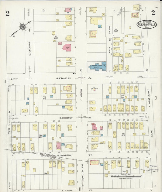Sanborn Fire Insurance Map from Pleasantville, Atlantic County, New Jersey (1924), Sheet #0002 - Complete Map Set gallery image, historic Sanborn map, vintage wall art, New Jersey New Jersey