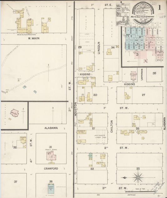 Sanborn Fire Insurance Map from White Sulphur Springs, Meagber County, Montana (1889), Sheet #0001 - Historic Sanborn Fire Insurance Map Print, vintage old map wall art, antique decor, genealogy gift, Montana Montana map