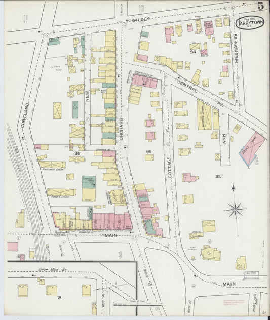 Sanborn Fire Insurance Map from Tarrytown, Westchester County, New York (1893), Sheet #0005 - Historic Sanborn Fire Insurance Map Print, vintage old map wall art, antique decor, genealogy gift, New York New York map