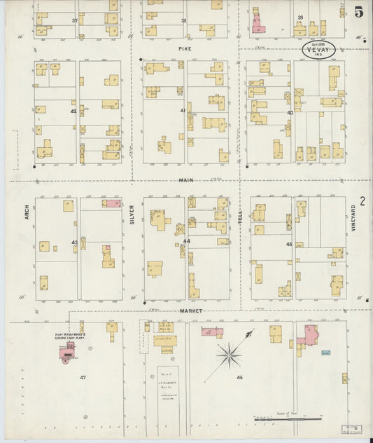 Sanborn Fire Insurance Map from Vevay, Switzerland County, Indiana (1899), Sheet #0005 - Historic Sanborn Fire Insurance Map Print, vintage old map wall art, antique decor, genealogy gift, Indiana Indiana map