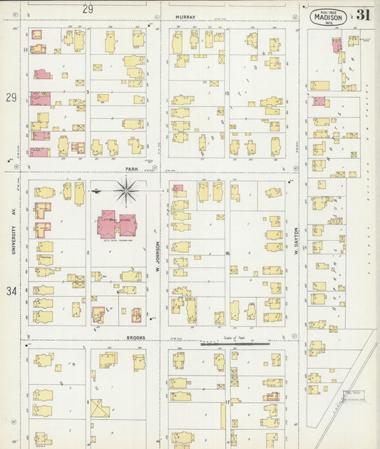 Sanborn Fire Insurance Map from Madison, Dane County, Wisconsin (1902), Sheet #0031 - Historic Sanborn Fire Insurance Map Print, vintage old map wall art, antique decor, genealogy gift, Wisconsin Wisconsin map