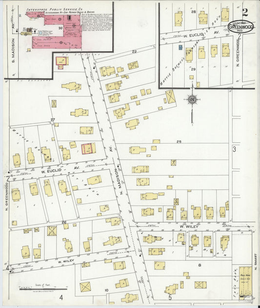 Sanborn Fire Insurance Map from Greenwood, Johnson County, Indiana (1920), Sheet #0002 - Historic Sanborn Fire Insurance Map Print, vintage old map wall art, antique decor, genealogy gift, Indiana Indiana map