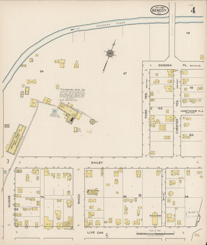 Sanborn Fire Insurance Map from Kenedy, Karnes County, Texas (1922), Sheet #0004 - Historic Sanborn Fire Insurance Map Print, vintage old map wall art, antique decor, genealogy gift, Texas Texas map