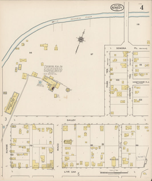 Sanborn Fire Insurance Map from Kenedy, Karnes County, Texas (1922), Sheet #0004 - Historic Sanborn Fire Insurance Map Print, vintage old map wall art, antique decor, genealogy gift, Texas Texas map