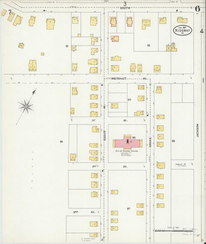 Sanborn Fire Insurance Map from Ridgway, Elk County, Pennsylvania (1904), Sheet #0006 - Historic Sanborn Fire Insurance Map Print, vintage old map wall art, antique decor, genealogy gift, Pennsylvania Pennsylvania map