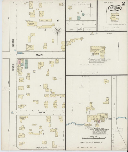 Sanborn Fire Insurance Map from Dryden, Tompkins County, New York (1898), Sheet #0002 - Historic Sanborn Fire Insurance Map Print, vintage old map wall art, antique decor, genealogy gift, New York New York map