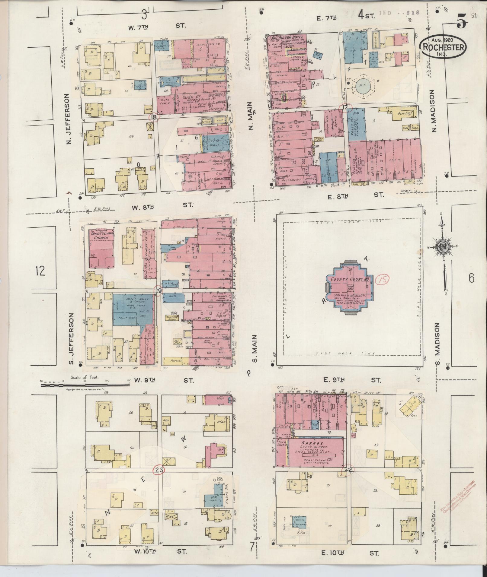 Sanborn Fire Insurance Map from Rochester, Fulton County, Indiana (1942), Sheet #0005 - Complete Map Set gallery image, historic Sanborn map, vintage wall art, Indiana Indiana