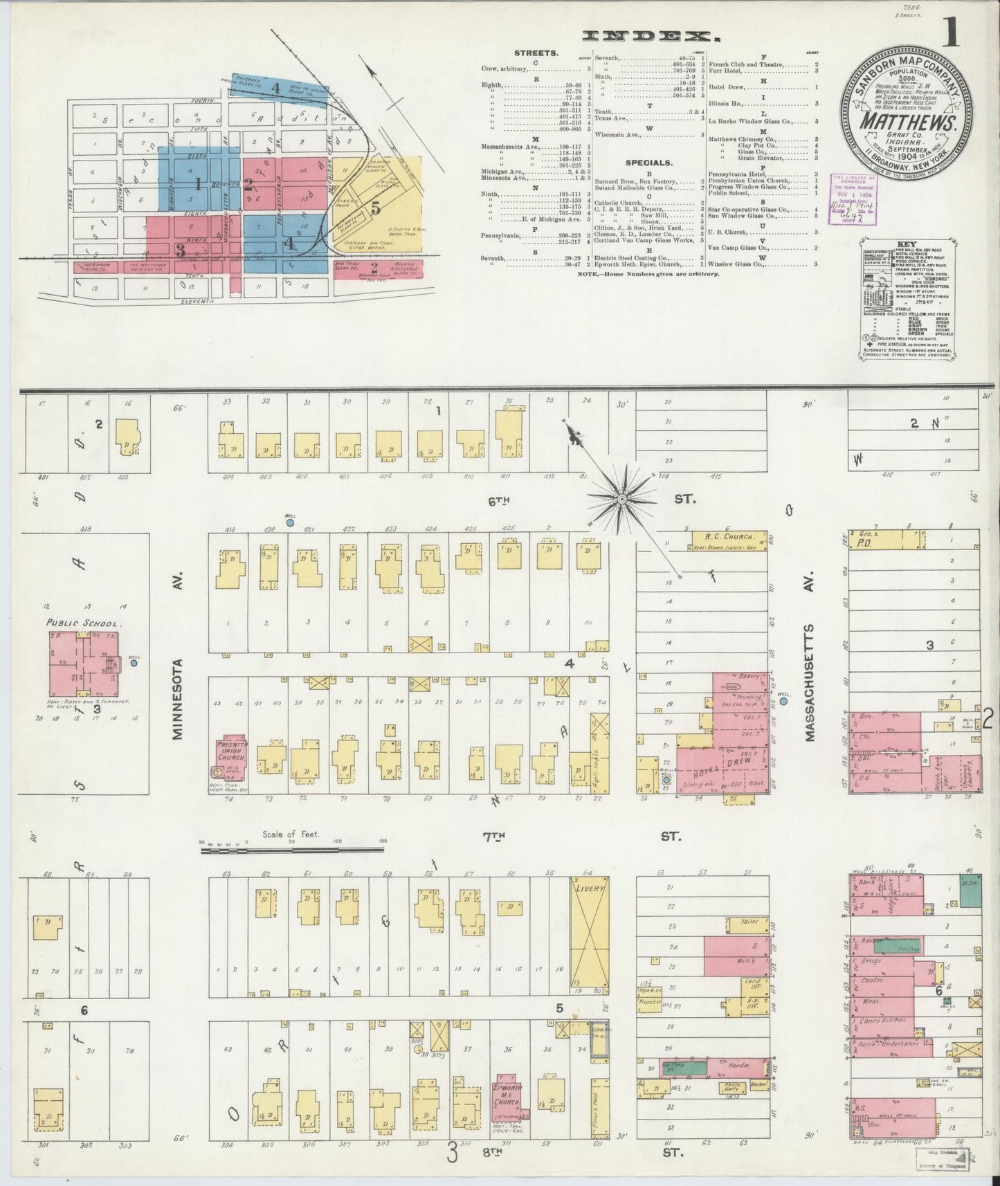 Sanborn Fire Insurance Map from Matthews, Grant County, Indiana (1904), Sheet #0001 - Complete Map Set gallery image, historic Sanborn map, vintage wall art, Indiana Indiana
